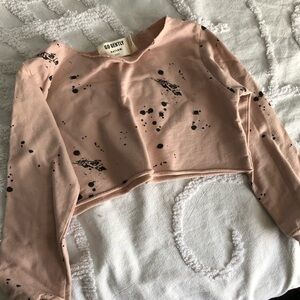 VGUC Go Gently Nation pink w/ speckled design crop long sleeve sweatshirt top